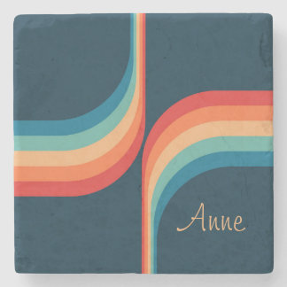 Colourful arches in retro style stone coaster