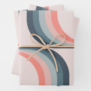 Colourful arches in retro style wrapping paper sheet