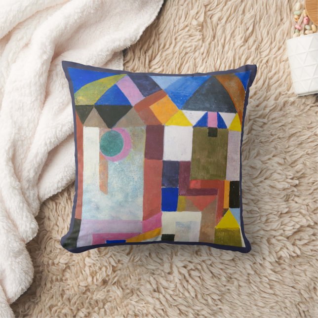 Colourful Architecture by Paul Klee, Abstract Art Cushion (Blanket)