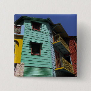 Colourful architecture of La Boca neighbourhood 15 Cm Square Badge