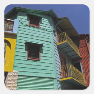 Colourful architecture of La Boca neighbourhood Square Sticker