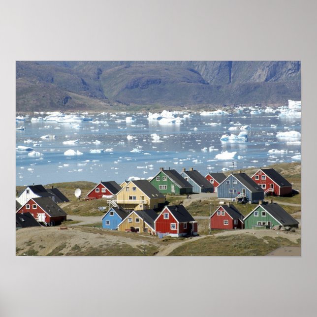 Colourful architecture of the town, Narsaq, Poster (Front)