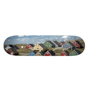 Colourful architecture of the town, Narsaq, Skateboard