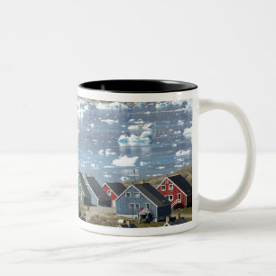 Colourful architecture of the town, Narsaq, Two-Tone Coffee Mug