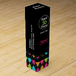 Colourful Argyle Custom Birthday Wine Box<br><div class="desc">Stylish Birthday themed wine box done in black, with a pink, orange, green, turquoise, white, and black argyle pattern, around the bottom topped off with a black looking ribbon. Personalise any of the text to read what you want. Add in any wine you want for a perfect birthday gift idea....</div>