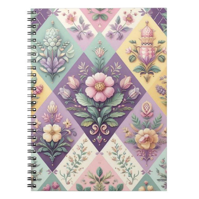 Colourful argyle pastel Easter/Spring Notebook (Front)
