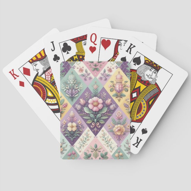 Colourful argyle pastel Easter/Spring Playing Cards (Back)
