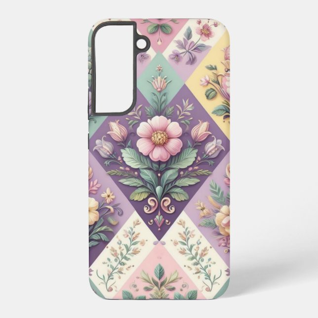 Colourful argyle pastel Easter/Spring Samsung Galaxy S22+ Case (Back)