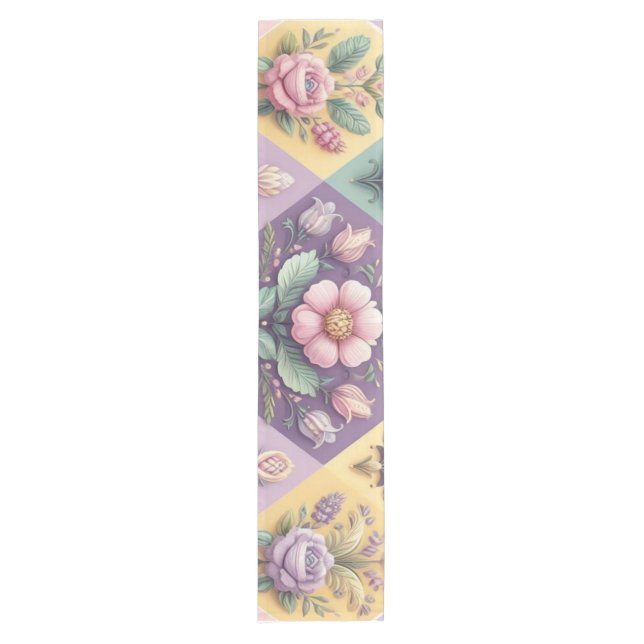 Colourful argyle pastel Easter/Spring Short Table Runner (Front)
