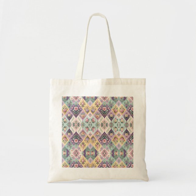 Colourful argyle pastel Easter/Spring Tote Bag (Front)