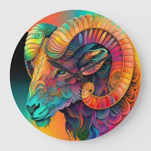 Colourful Aries Zodiac Hanging Wall Clock