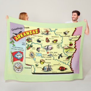 Colourful Arkansas Map Fleece Blanket