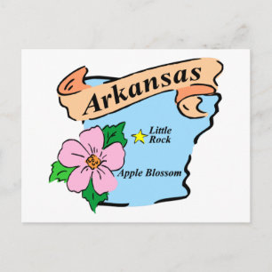 Colourful Arkansas Map Gifts and Tees Postcard