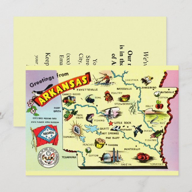 Colourful Arkansas Map Moving Announcement (Front/Back)
