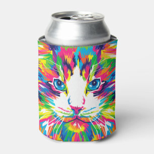 Colourful Art Aesthetic Cat Pictures Cat Art Abstr Can Cooler