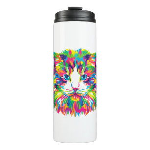 Colourful Art Aesthetic Cat Pictures Cat Art Abstr Thermal Tumbler