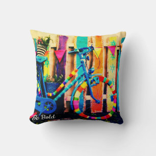 Colourful Art Bicycle with Customised Text Cushion