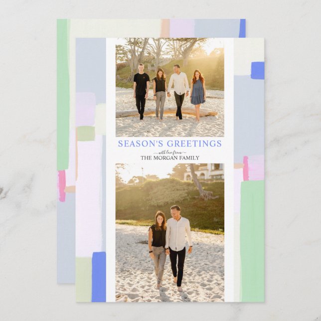 Colourful Art Christmas Holiday Photo Greeting Car (Front/Back)