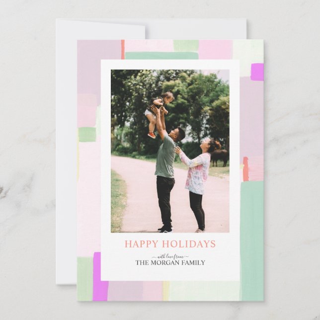 Colourful Art Christmas Holiday Photo Greeting Car (Front)