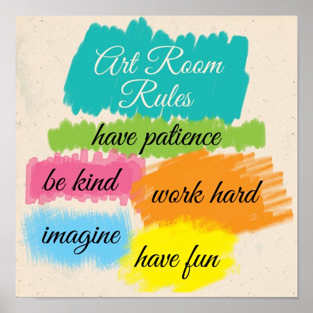Colourful Art Classroom Rules Poster (Front)
