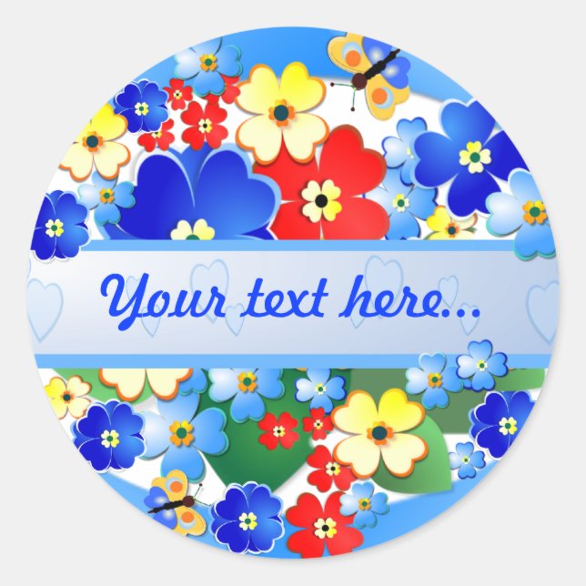 Colourful Art Deco Flower Design Classic Round Sticker (Front)