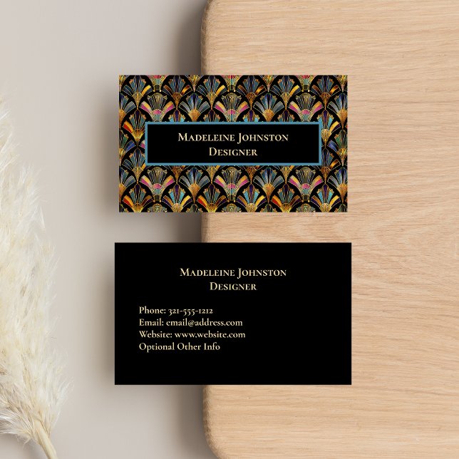 Colourful Art Deco Gold Black Blue Designer Business Card (Creator Uploaded)