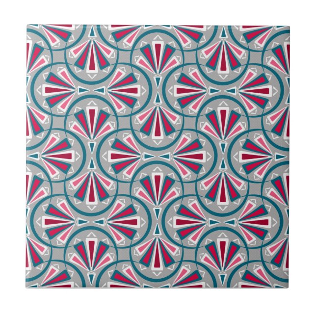 Colourful art deco pattern. ceramic tile (Front)