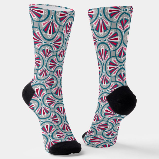 Colourful art deco pattern. socks (Angled)