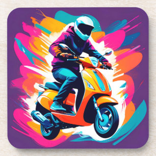 Colourful Art Depiction of a Person Riding Coaster