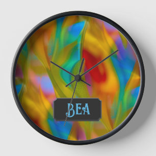 Colourful Art Glass custom text - Brighten your da Clock
