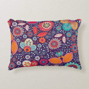 Colourful Art Illustration Nature Floral Pattern Decorative Cushion