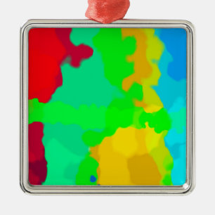 Colourful Art Multicolor Abstract Paint Splash 202 Metal Ornament