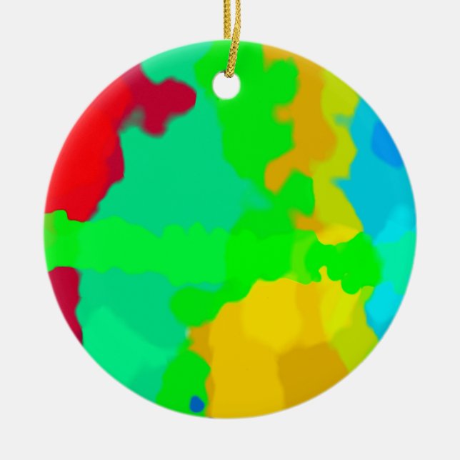 Colourful Art Multicolor Abstract Paint Splash Ceramic Ornament (Front)