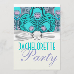 colourful art nouveau peacock  feathers invitation