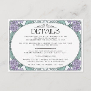 Colourful Art Nouveau Wedding Details Card (Set #6