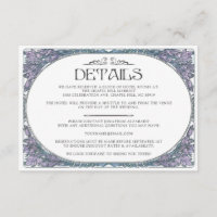 Colourful Art Nouveau Wedding Details Card (Set #8