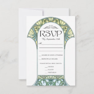 Colourful Art Nouveau Wedding RSVP Cards (Set #1)