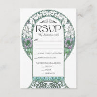 Colourful Art Nouveau Wedding RSVP Cards (Set #2)