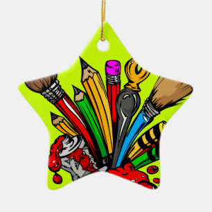 Colourful Art Supplies Ceramic Ornament