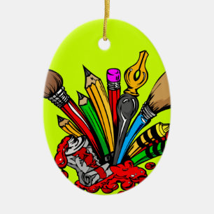 Colourful Art Supplies Ceramic Ornament