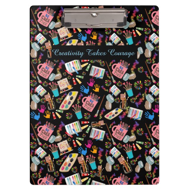 Colourful Art Supplies Creative pattern for Artist Clipboard (Front)