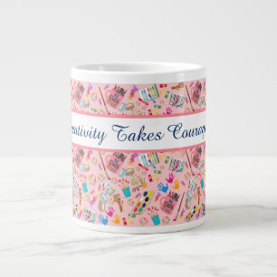 Colourful Art Supplies Creative pattern for Artist Large Coffee Mug