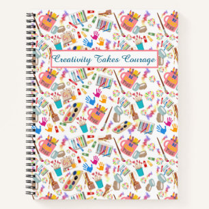 Colourful Art Supplies Creative pattern for Artist Notebook