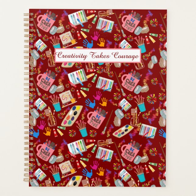 Colourful Art Supplies Creative pattern for Artist Planner (Front)