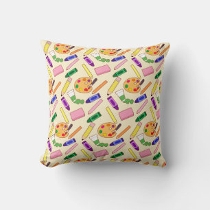 Colourful Art Supplies Cushion