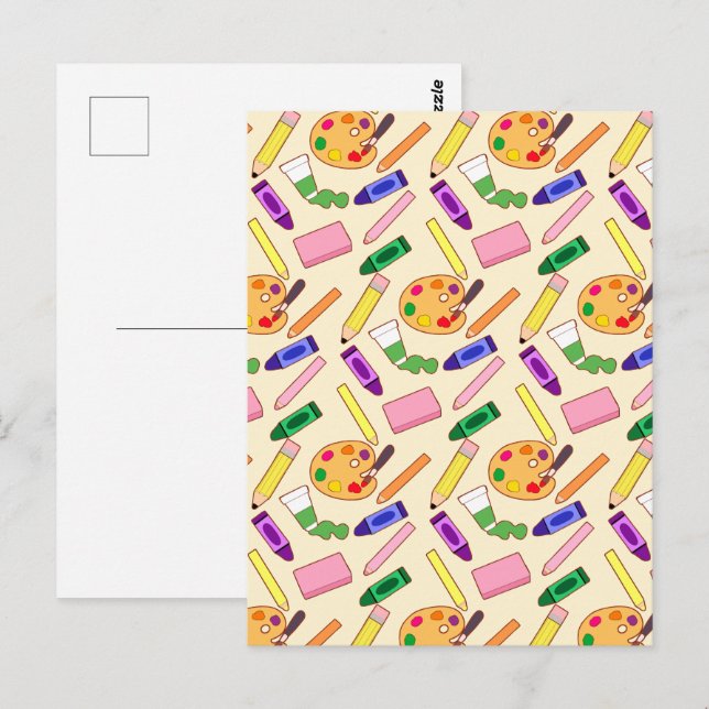 Colourful Art Supplies Postcard (Front/Back)