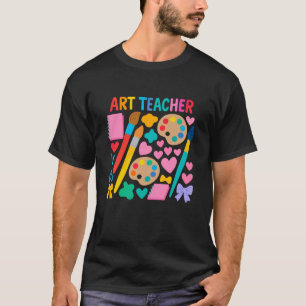 Colourful Art Teacher Palette Rainbow Coquette Des T-Shirt