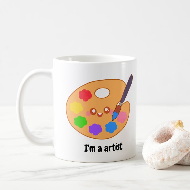 Colourful Artist Paint  Coffee Mug (With Donut)