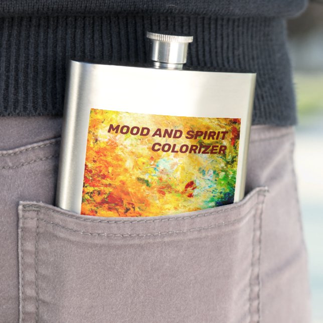 Colourful Artist Palette Hip Flask (In Situ)