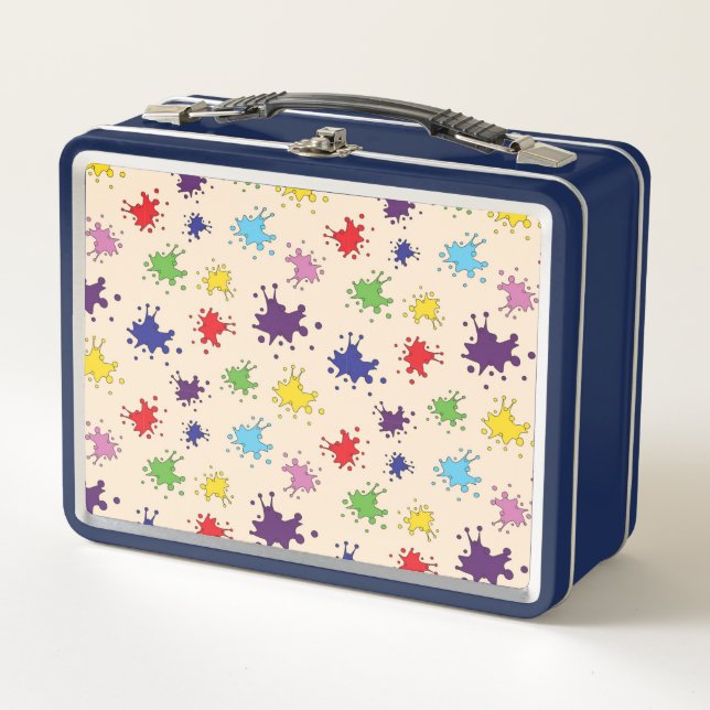 Colourful Artist Palette paint splatter ink splash Metal Lunch Box (Front)